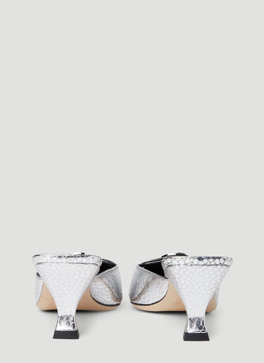 BY FAR Evelyn Kitten Heel Mules Silver byf0251031