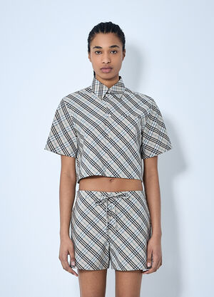 Burberry Crop Check Shirt Beige bur0259008