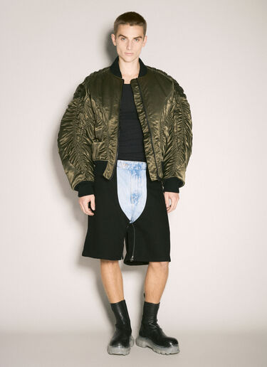 Mugler Satin Bomber Jacket Green mug0158002