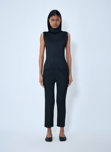 Pleats Please Issey Miyake Pleated High-Neck Sleeveless Top Black plp0263009
