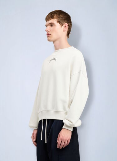 Palm Angels Back Curved Logo Loose Sweatshirt White pma0164114