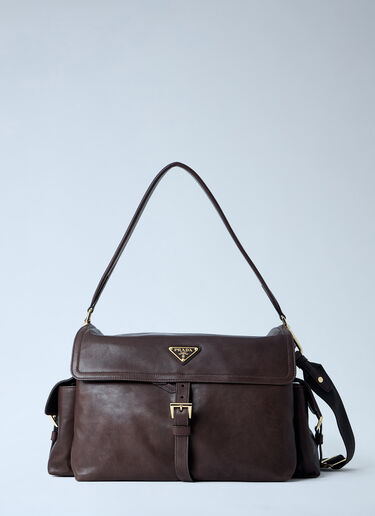 Prada Sienna Explore Medium Nappa Leather Shoulder Bag Brown pra0263017
