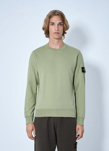 LN-CC® - Stone Island: Crewneck Sweatshirt with Arm Patch - Green Stone Island Crewneck Sweatshirt with Arm Patch Green sto0165046