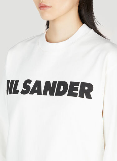 Jil Sander Logo Print Long Sleeve T-Shirt Cream jil0253007