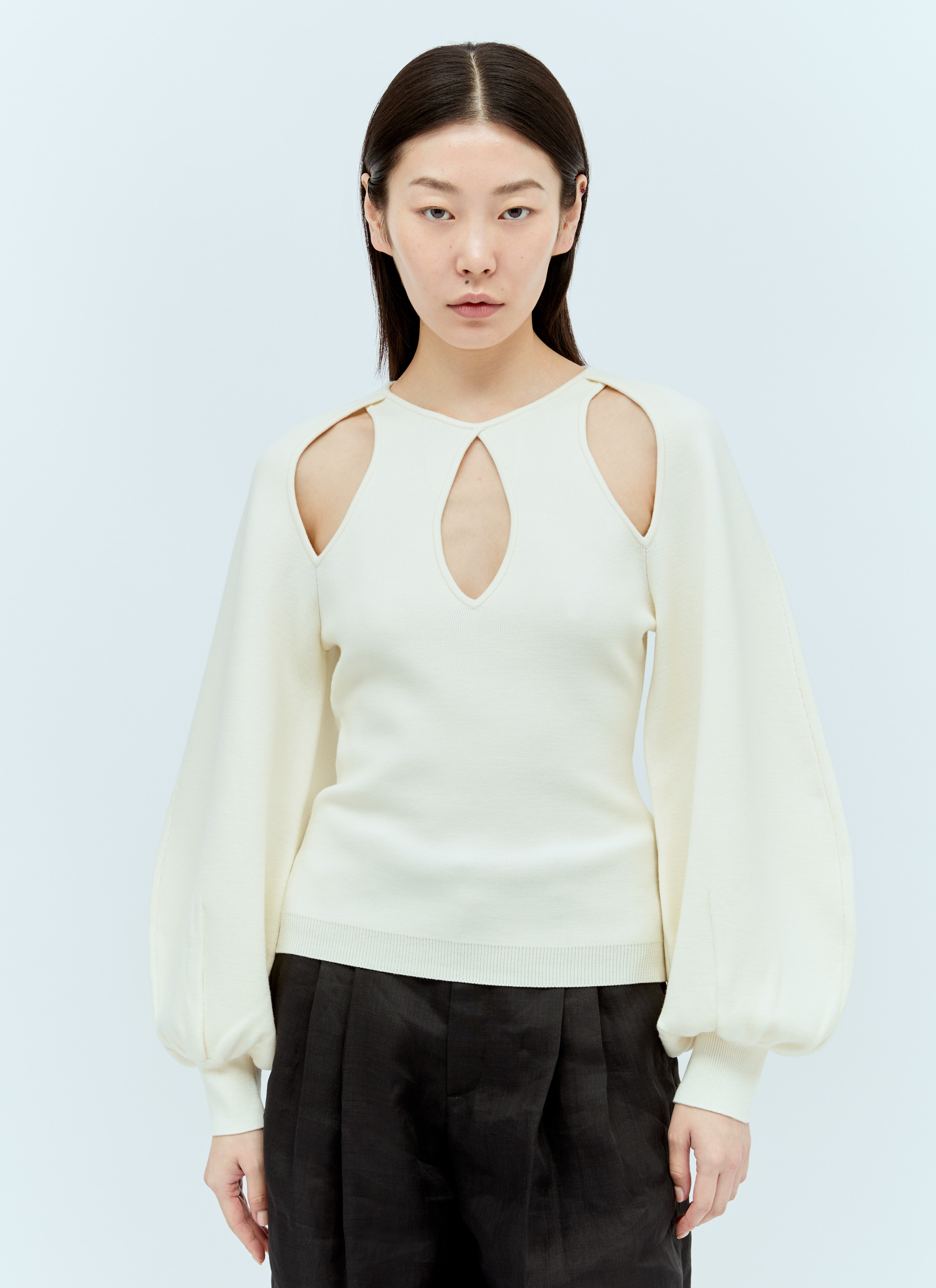 The Row Cut-Out Wool-Blend Sweater White row0256011
