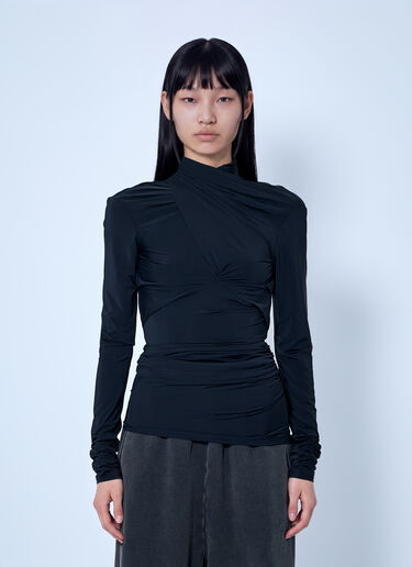 LN-CC® - Entire Studios: Gres Draped High-Neck Top - Black Entire Studios Gres Draped High-Neck Top Black ent0266033
