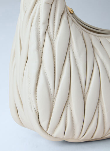 LN-CC® - Miu Miu: Small Wander Matelassé Hobo Bag - White Miu Miu Small Wander Matelassé Hobo Bag White miu0266029