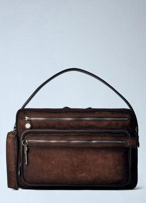 Acne Studios Camero Party Suede Shoulder Bag Dark Brown acn0265033