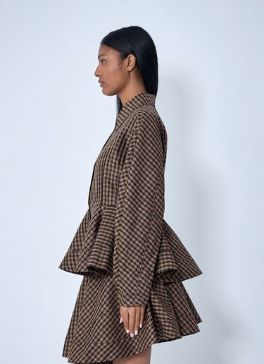 GANNI Crinkle Peplum Shirt Brown gan0263011