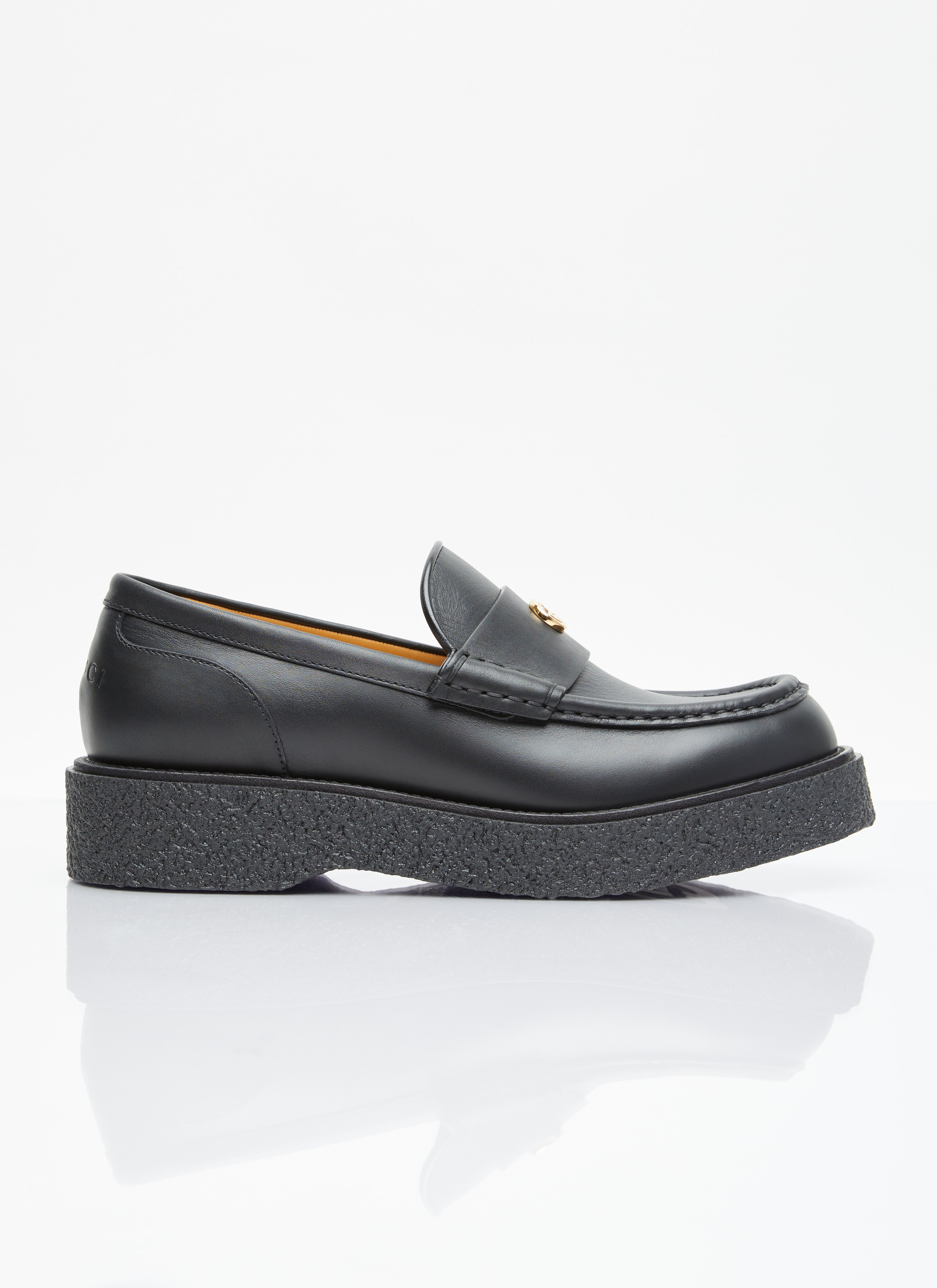 Gucci Logo Plaque Leather Loafers 米色 guc0154024