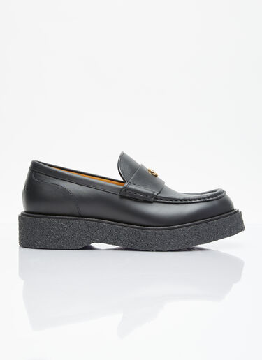 Gucci Logo Plaque Leather Loafers Black guc0155072