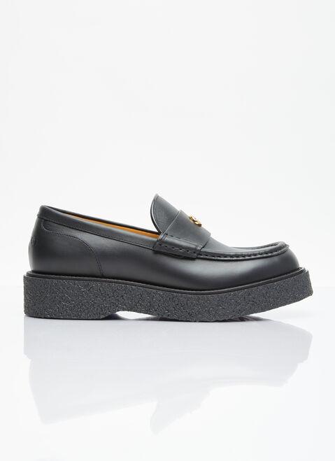 Gucci Logo Plaque Leather Loafers Grey guc0155027
