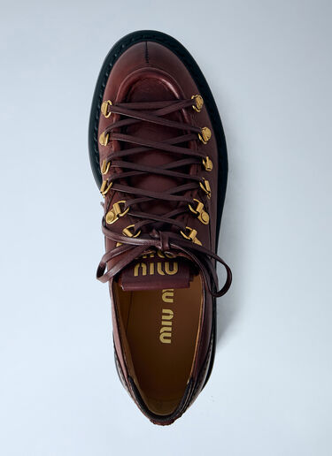 LN-CC® - Miu Miu: Leather Lace Ups - Burgundy Miu Miu Leather Lace Ups Burgundy miu0266051