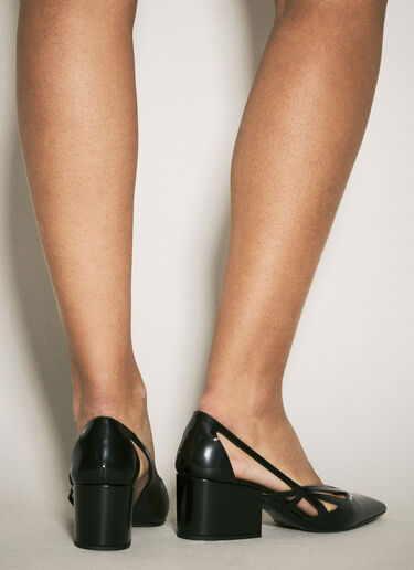 Prada Brushed Leather Cut-Out Pumps Black pra0258059