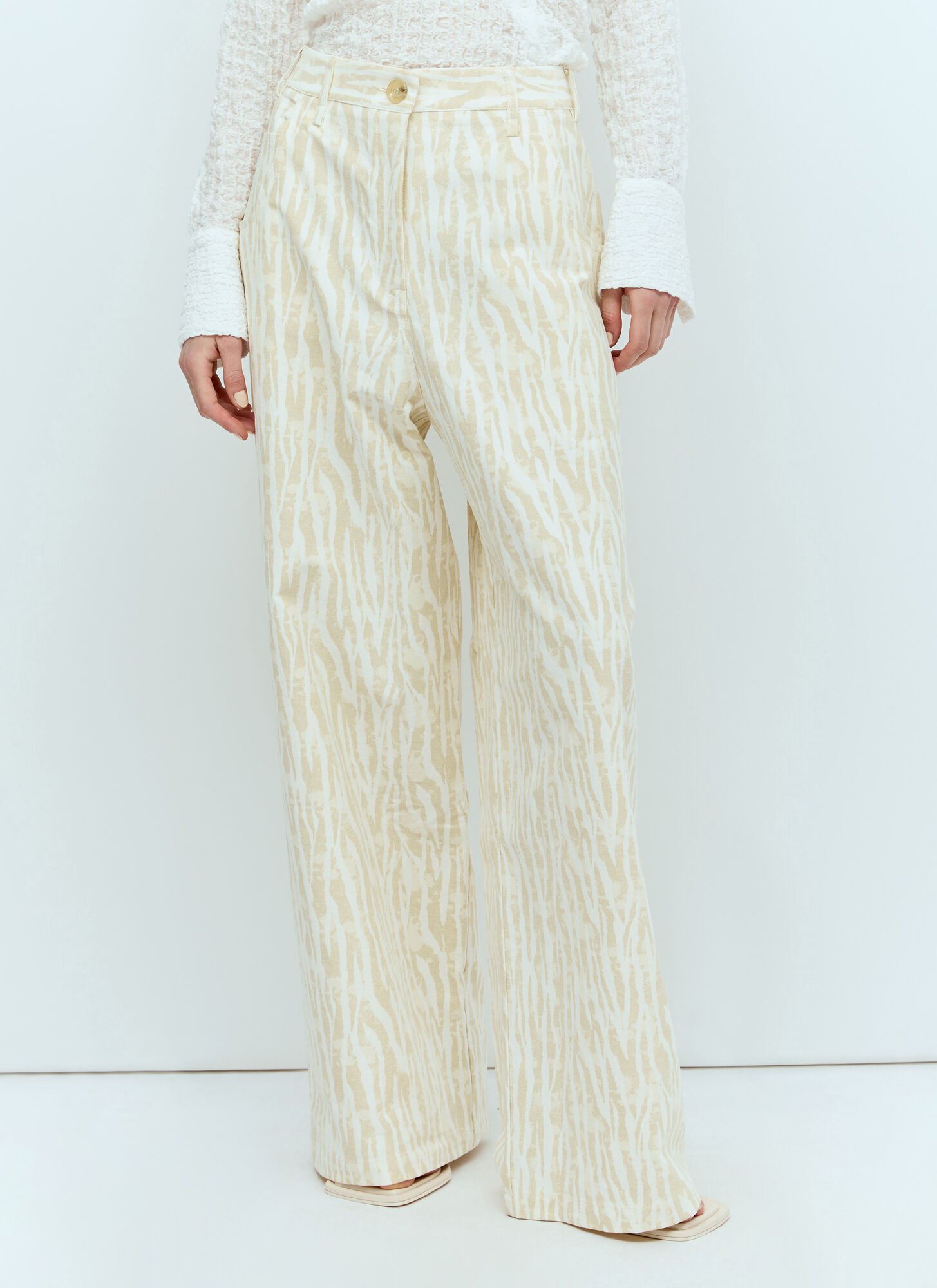Shop Song For The Mute Printed Pants In Cream