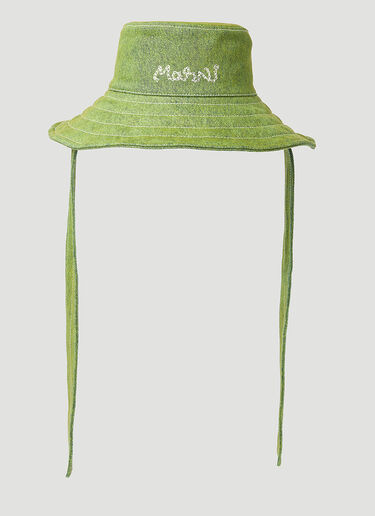Marni Logo Embroidery Bucket Hat Green mni0255038