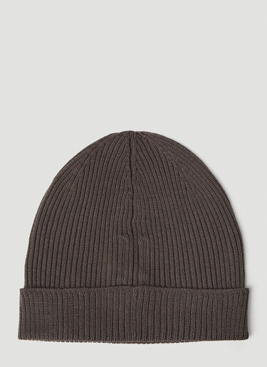 Rick Owens Ribbed Knit Beanie Hat Brown ric0151034