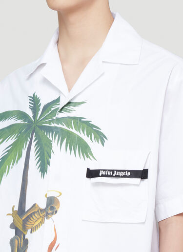 Palm Angels Skeleton Bowling Shirt White pma0139011