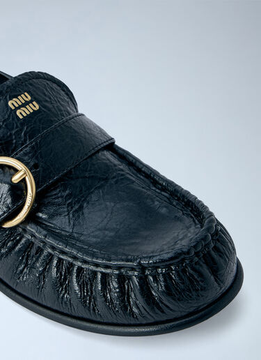 LN-CC® - Miu Miu: Leather Loafers with Buckle Detail - Black Miu Miu Leather Loafers with Buckle Detail Black miu0266047
