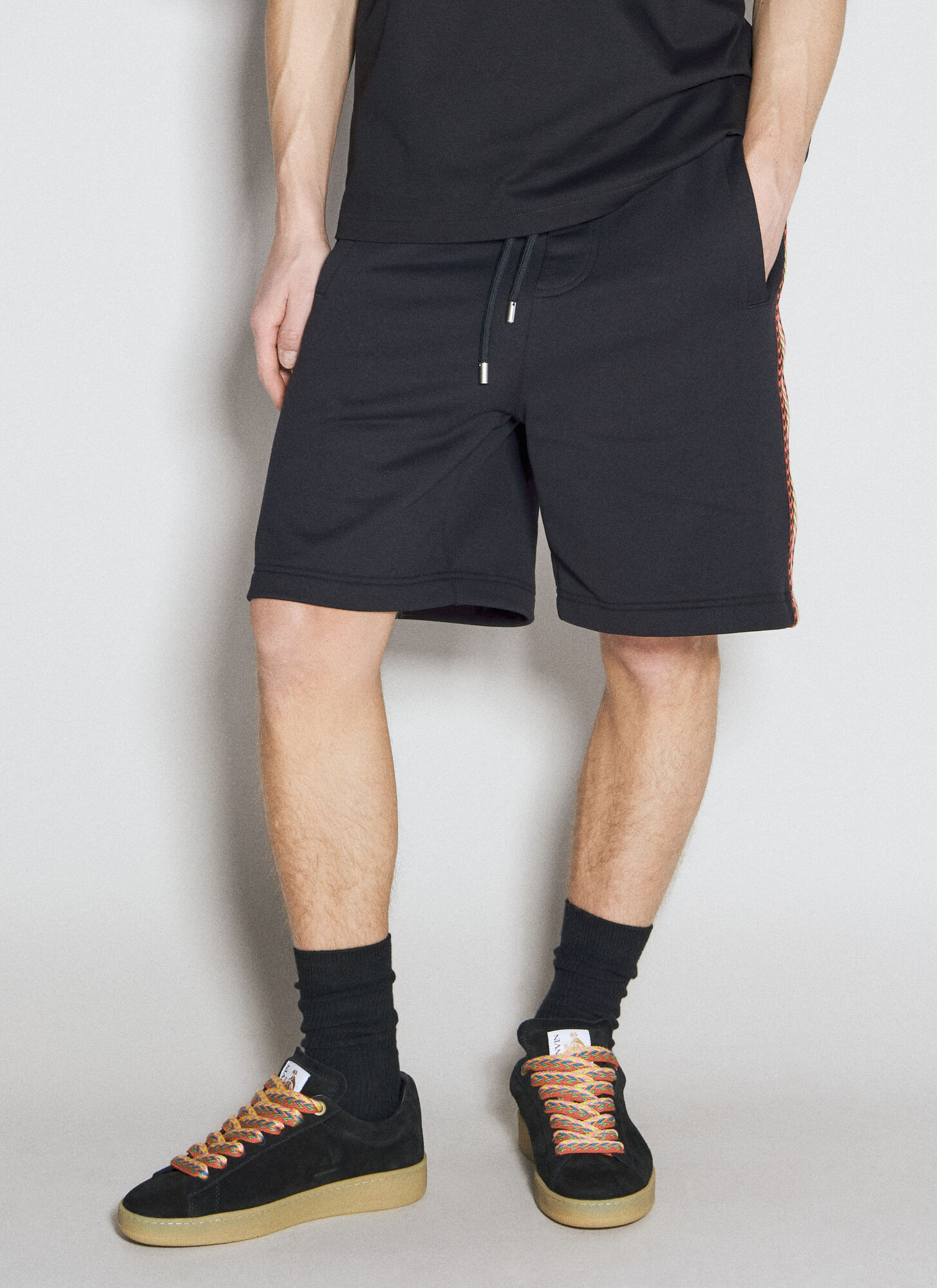 Shop Lanvin Side Curb Shorts In Black