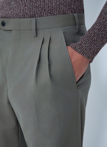 Prada Wide-Leg Wool Pants Green pra0163056