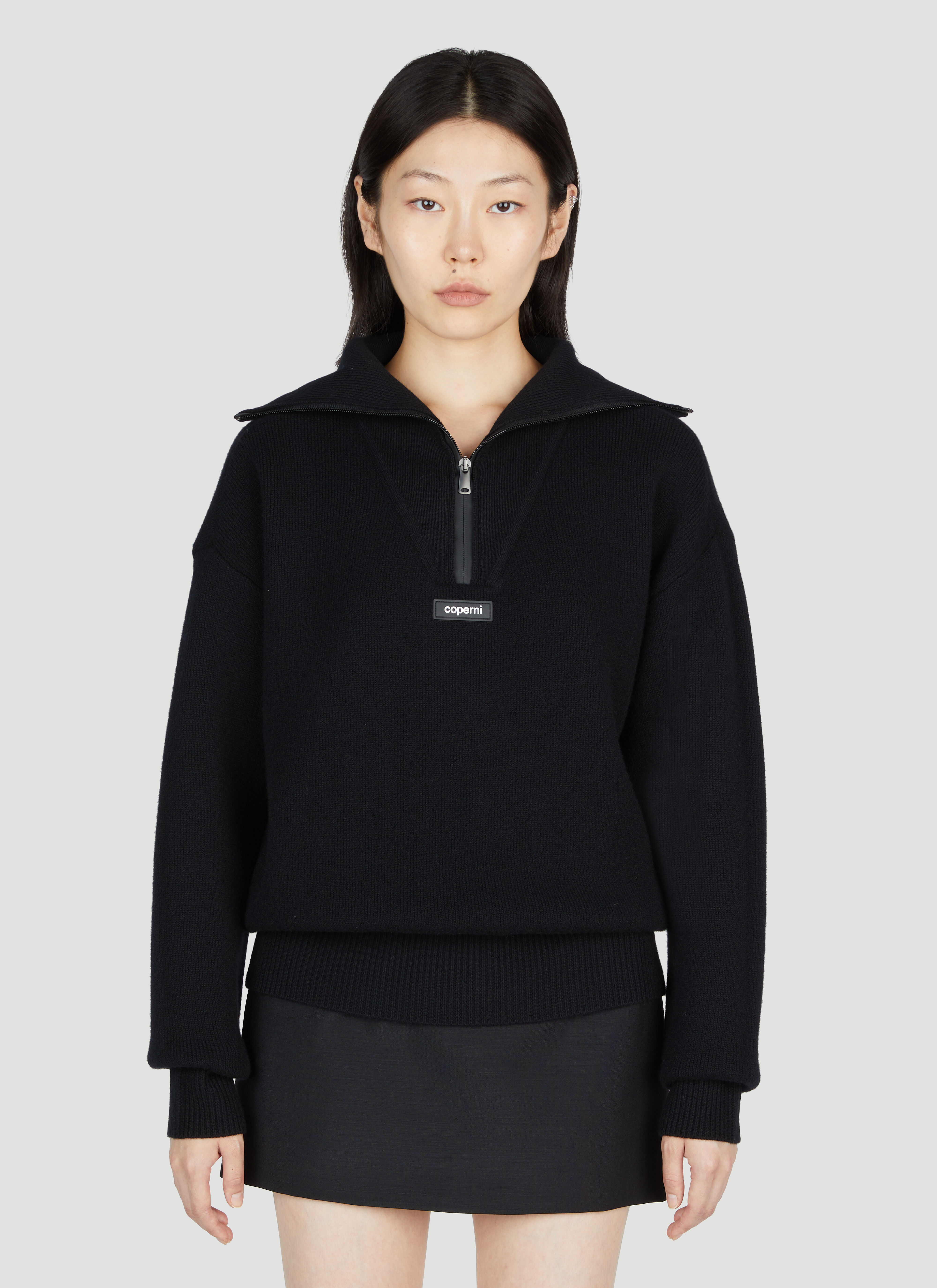 Coperni Half-Zip Boxy Sweater Black cpn0251012