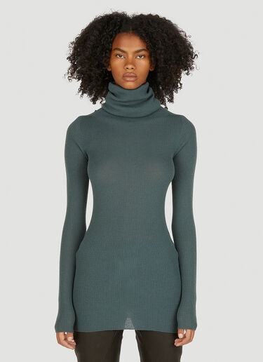 Rick Owens Ribbed Roll Neck Sweater Green ric0249020