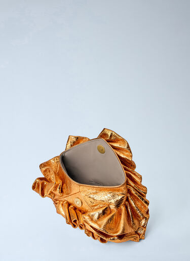 Dries Van Noten ラッフルクランクルドレザークラッチバッグ ゴールド dvn0263021