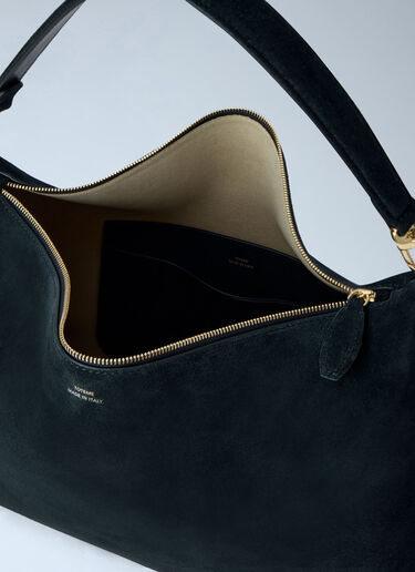 Toteme Medium Bevel Suede Shoulder Bag Black tot0265088
