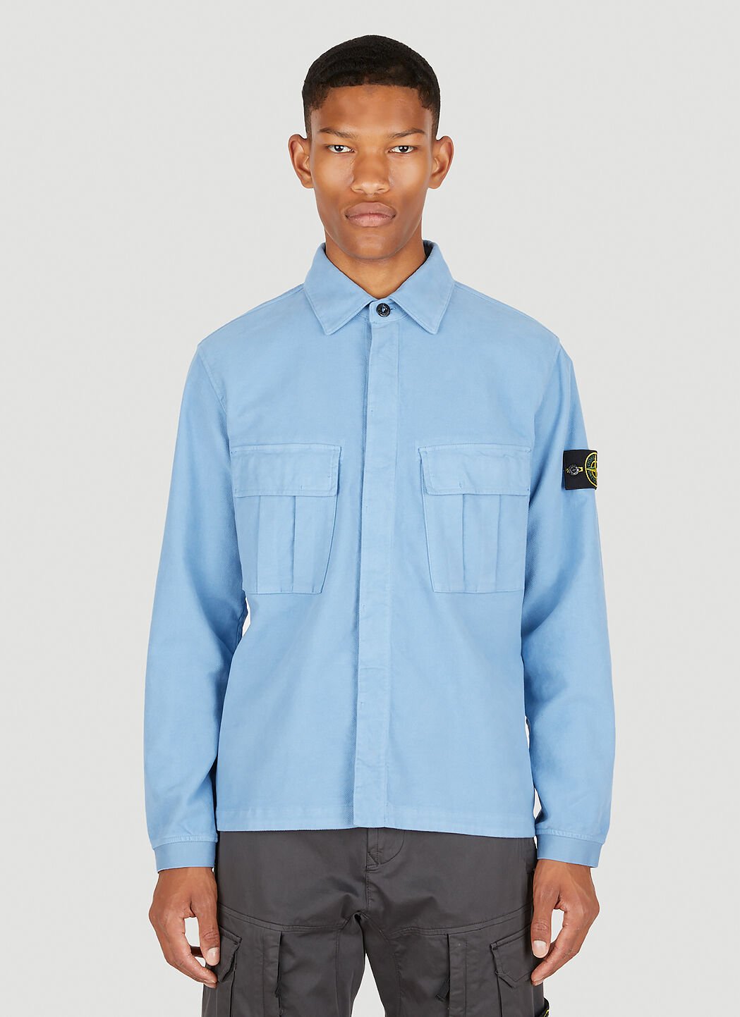 Stone island front new arrivals pocket cotton shirt jacket