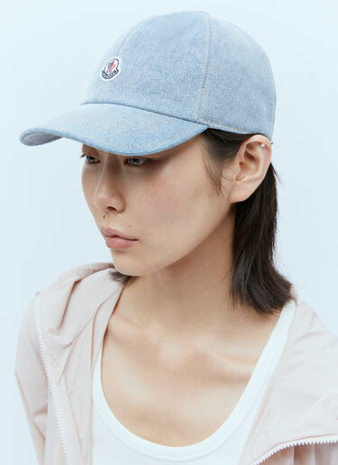 Moncler Logo Patch Denim Baseball Cap Blue mon0256034