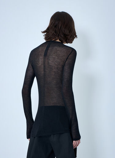 Rick Owens Sheer Knit Long Sleeve Top Black ric0164002