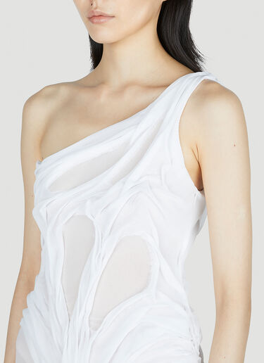 DI PETSA Asymmetric Wet Look Mini Dress White dip0252002