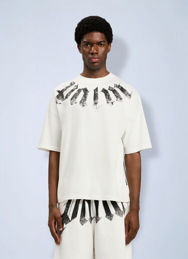 LN-CC® - Palm Angels: Big Neck Logo Loose T-Shirt - White Palm Angels Big Neck Logo Loose T-Shirt White pma0164060