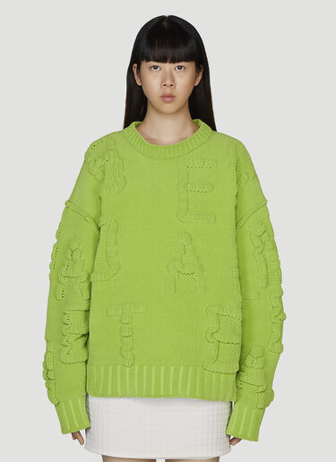Bottega Veneta Alphabet Knit Chenille Sweater Green bov0247010