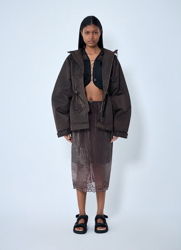 Cecilie Bahnsen Embroidered Hooded Jacket Brown cec0262021