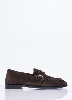 Saint Laurent Le Loafer Suede Penny Slippers Brown sla0257047