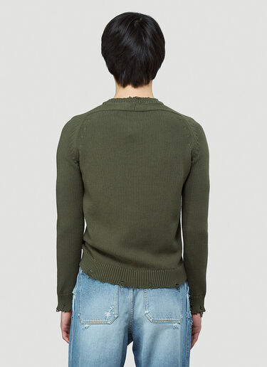 Saint Laurent Distressed Crewneck Sweater Khaki sla0143005