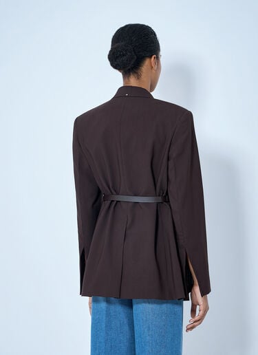 LN-CC® - Sportmax: Asymmetric Buckle Blazer - Brown Sportmax Asymmetric Buckle Blazer Brown spx0265007