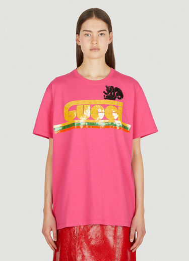 Gucci Sequin Logo T-Shirt Pink guc0251056