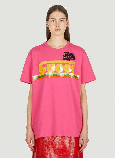Gucci 시퀸 로고 T-셔츠 핑크 guc0251056