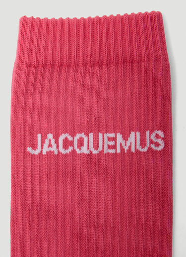 Jacquemus 레 쇼세트 로고 프린트 양말 핑크 jac0250085
