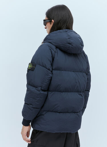 Real Down Hooded Compass Patch Coat Stone Island Real Down Hooded Compass Patch Coat Navy sto0154030