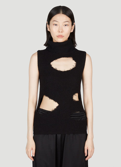 MM6 Maison Margiela Distressed Roll Neck Sweater Blue mmm0253017