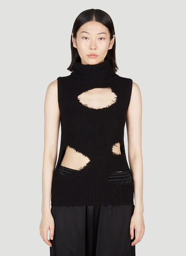 Distressed Roll Neck Sweater MM6 Maison Margiela Distressed Roll Neck Sweater Black mmm0253019