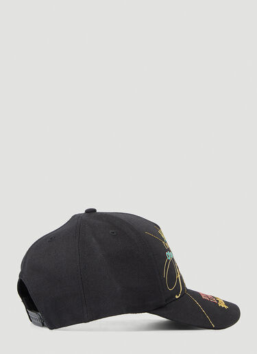 Pleasures Logo Motif Baseball Cap Black pls0146037