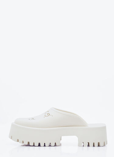 Gucci Perforated G Platform Mules White guc0253110