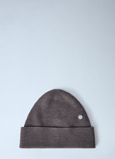LN-CC® - Acne Studios: Wool Beanie With Rivet - Grey Acne Studios Wool Beanie With Rivet Grey acn0165073