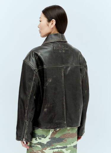 Acne Studios Sanded Leather Biker Jacket Black acn0255006