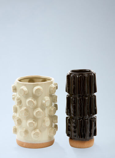 Textured Ceramic Cylinder Vase POLSPOTTEN Textured Ceramic Cylinder Vase Beige wps0692205